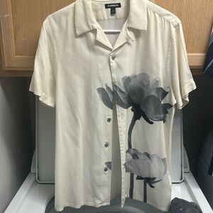 Express men short sleeve button up with flower design